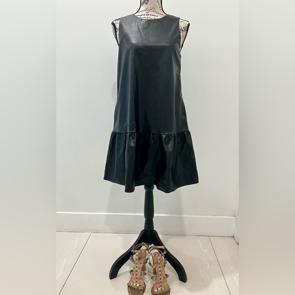 TCEC Black Faux Leather Mini Dress